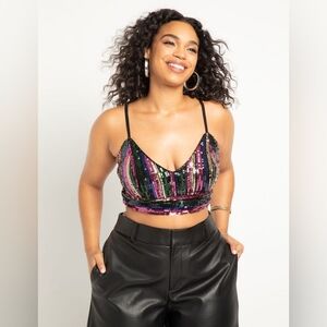 Eloquii | Rainbow Sequin Crop Tank, Sz. 20
